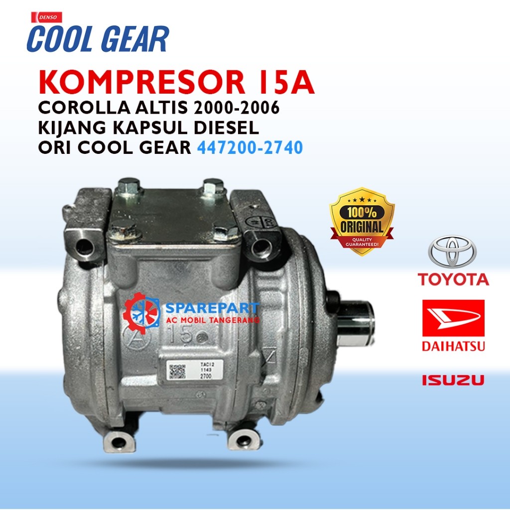 Kompresor AC Mobil Kijang Kapsul Diesel, Corolla Altis 2000-2006 Original Denso Cool Gear 447200-2740