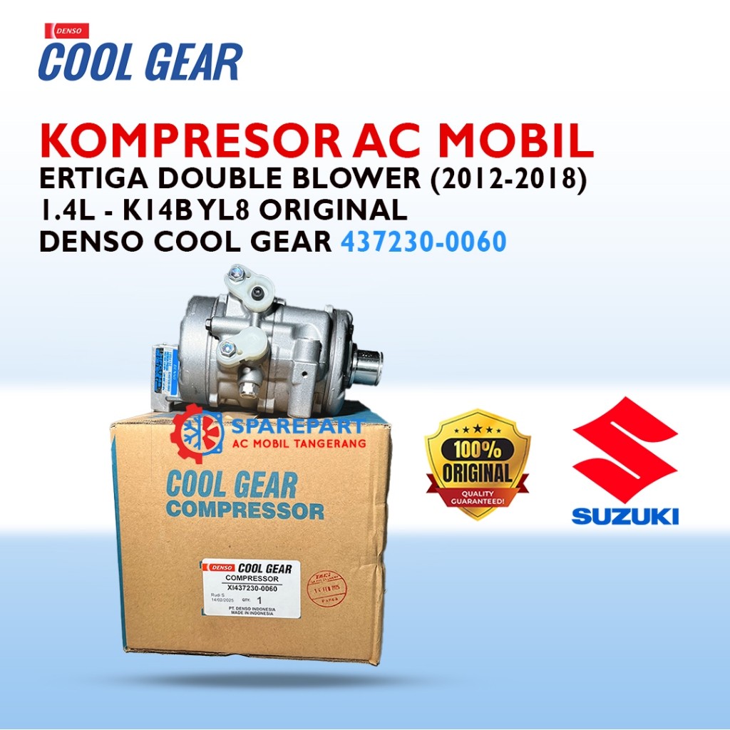 Kompresor AC Ertiga Double Blower (2012-2018) 1.4L – K14B YL8 Original Denso Cool Gear 437230-0060