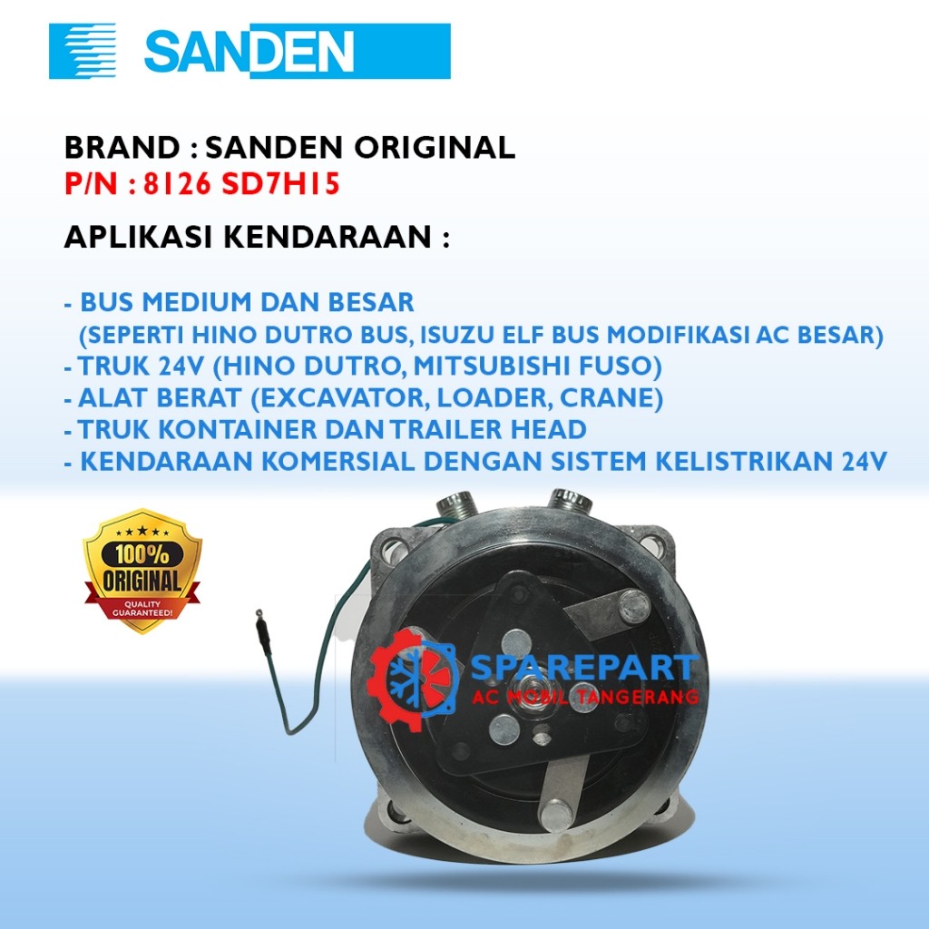 Kompresor AC Sanden 8126 24 Volt AC Universal Original SD7H15