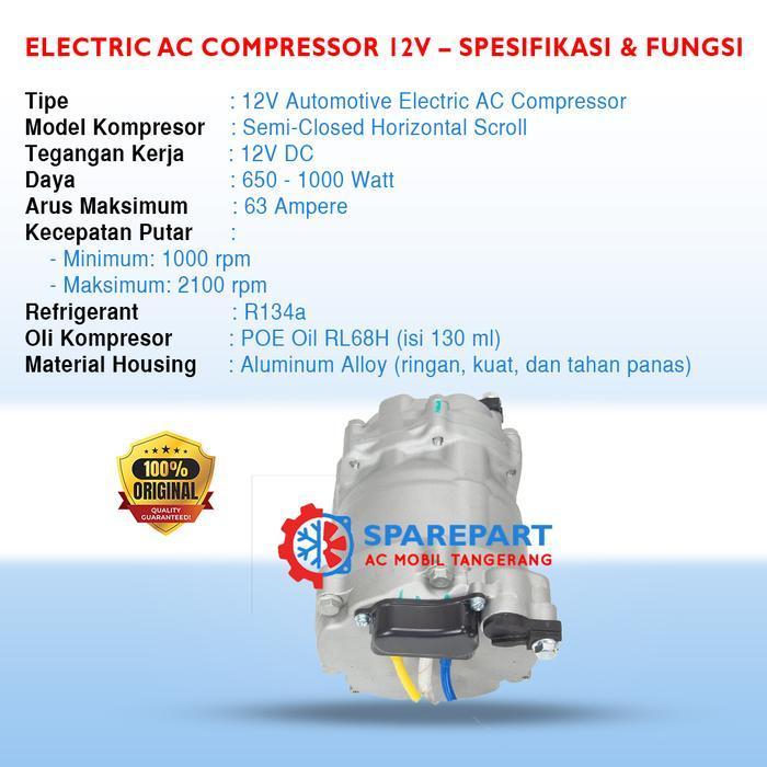 Kompresor AC Elektrik 12Volt (Compressor AC Electric Untuk SEMUA MOBIL) DJ12V650W