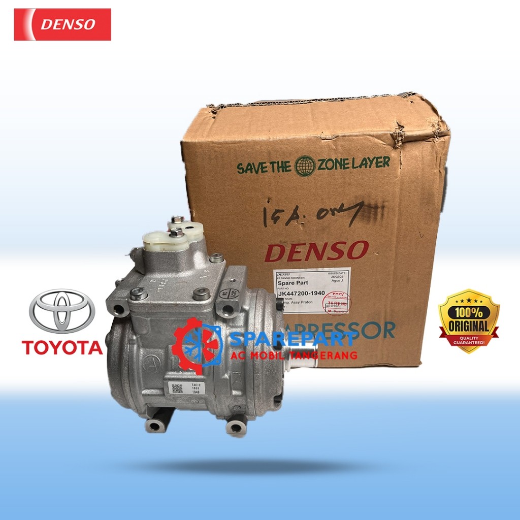 Kompresor 15A (10PA15C) KEPALA PENDEK PROTON GX TOYOTA KIJANG KAPSUL, COROLLA GREAT, SOLUNA, lancer, Panther 447200 1940- Original Denso