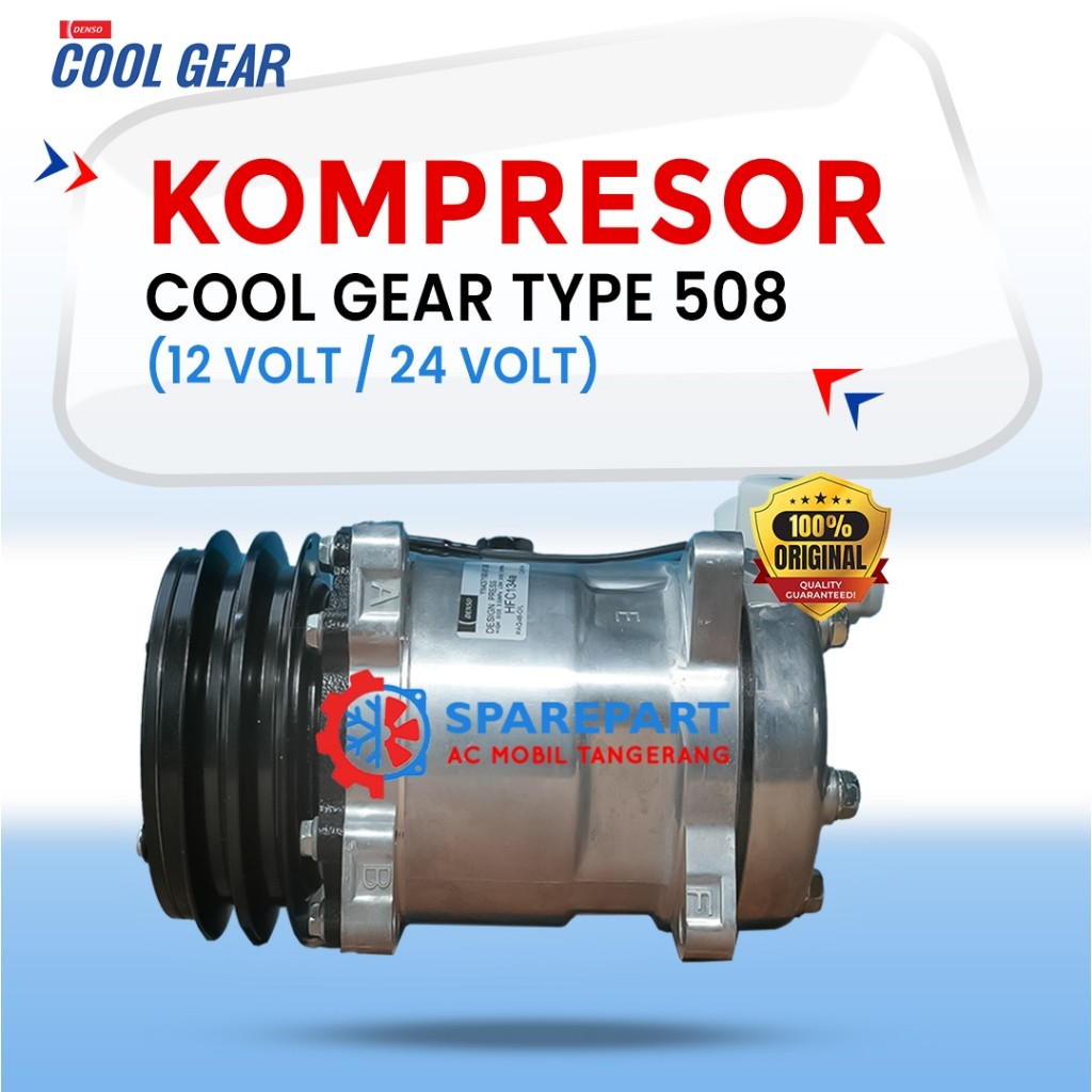 KOMPRESOR AC Mobil 508 DENSO COOL GEAR ASLI 12 VOLT / 24 VOLT