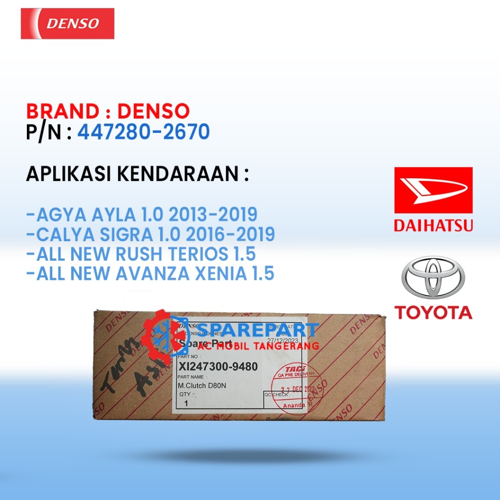 MAGNET CLUTCH AC Mobil AGYA AYLA CALYA SIGRA 1.0 ALL NEW RUSH TERIOS AVANZA XENIA 1.5 ASLI DENSO 247300-9480