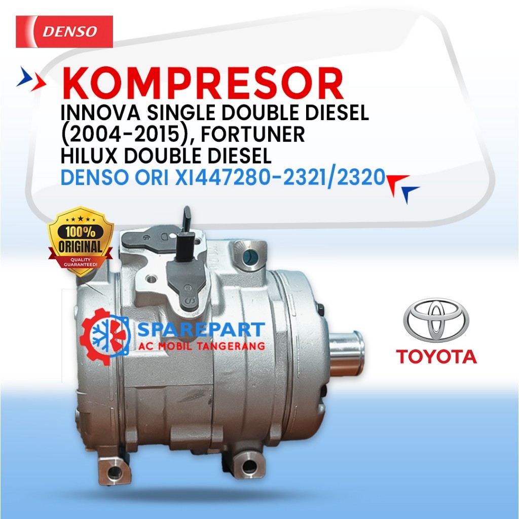 KOMPRESOR AC MOBIL TOYOTA INNOVA SINGLE DOUBLE DIESEL (2004-2015), Fortuner Hilux Double Diesel ORIGINAL DENSO XI447280-2321/2320