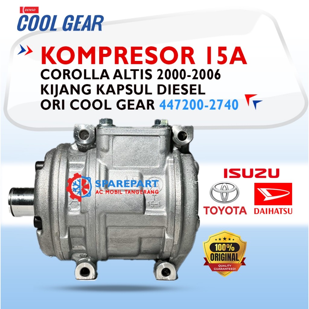 Kompresor AC Mobil Kijang Kapsul Diesel, Corolla Altis 2000-2006 Original Denso Cool Gear 447200-2740