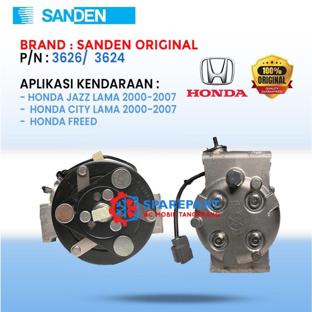Kompresor AC MOBIL Honda Jazz/City/FREED Japan 3626/ 3624 – Sanden ORIGINAL