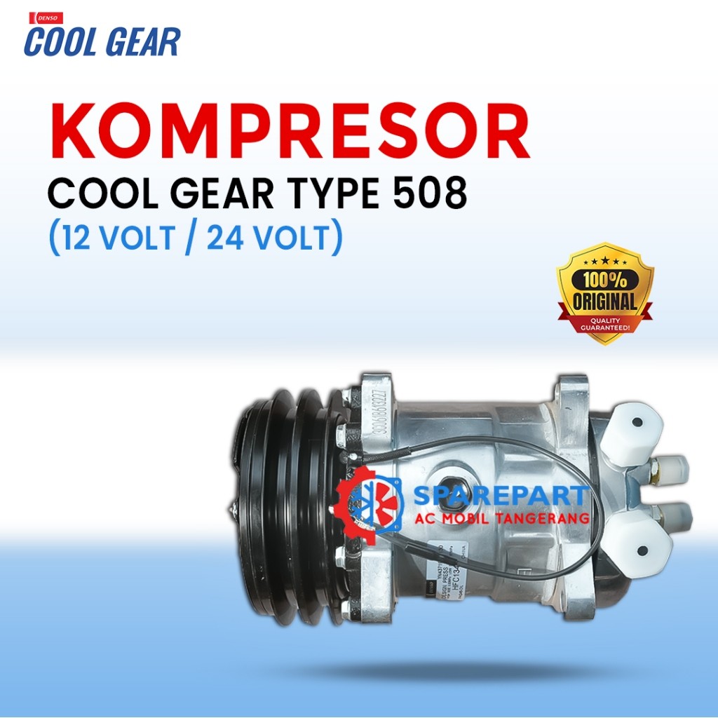 KOMPRESOR AC Mobil 508 DENSO COOL GEAR ASLI 12 VOLT / 24 VOLT