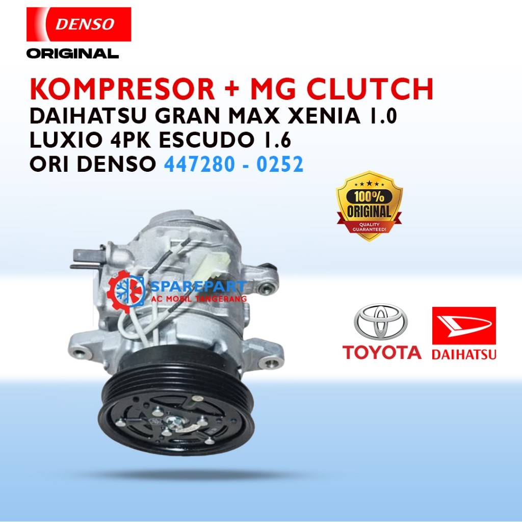 Kompresor AC + Magnet Clutch Gran max Xenia Assy 1.000cc escudo 1.6 luxio Denso Original 447280 – 0252