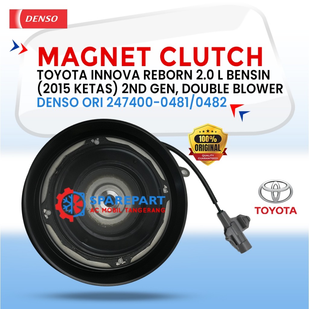 Magnet Clutch Toyota Innova Reborn 2.0 L Bensin (2015 ~) 2nd Gen, Double Blower 247400-0481/0482 – Denso Original