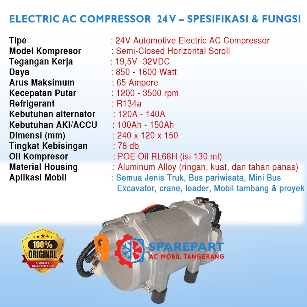 Kompresor Elektrik 12V 24V Singel Blower & Double Blower ( BISA UNTUK SEMUA JENIS MOBIL)