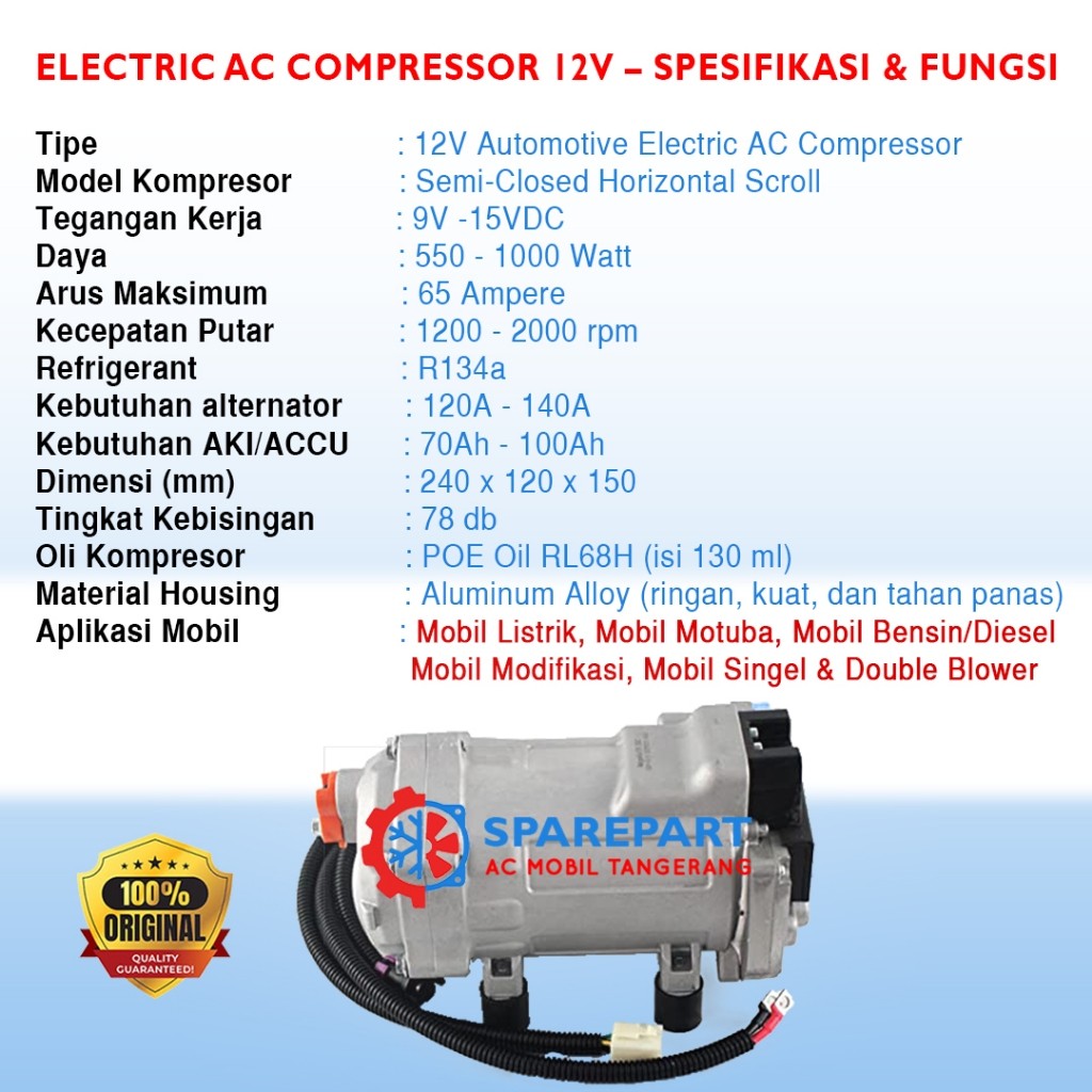 Kompresor Elektrik 12V 24V Singel Blower & Double Blower ( BISA UNTUK SEMUA JENIS MOBIL)