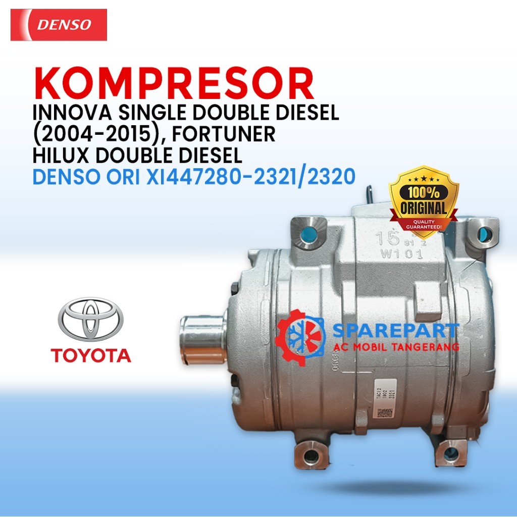 KOMPRESOR AC MOBIL TOYOTA INNOVA SINGLE DOUBLE DIESEL (2004-2015), Fortuner Hilux Double Diesel ORIGINAL DENSO XI447280-2321/2320