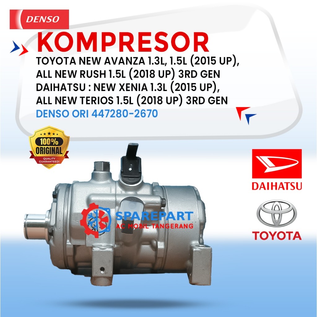 KOMPRESOR AC MOBIL AVANZA VELOZ XENIA RUSH TERIOS DENSO ORIGINAL 447280-2670