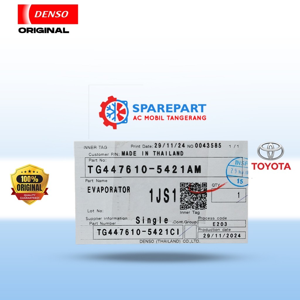 EVAPORATOR TOYOTA ALL NEW YARIS VIOS LIMO 2013-2016 ORIGINAL DENSO (TG447610 5421)